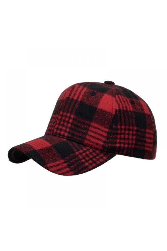 Classic Plaid Print Cotton Baseball Caps Red-Black Checkered Hat Buffalo Plaid Hat for Women Men Outdoor Hat Casual Cap