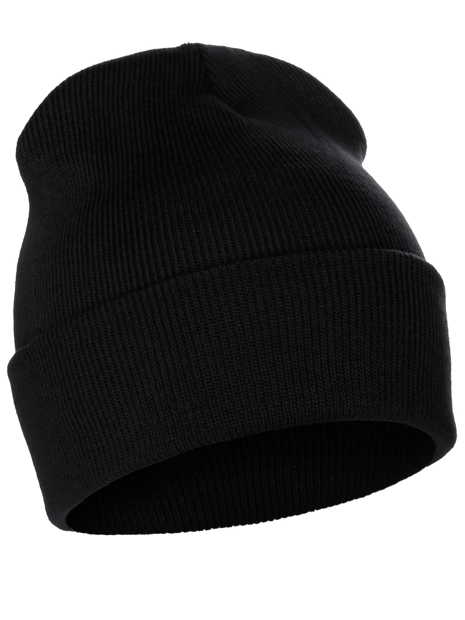 Fleece Lined Beanie Warm Winter Cap Unisex Knit Cuffed Skullies I&W Hatgear Classic Cuffless Beanie, Solid White Winter Knit  main image 2