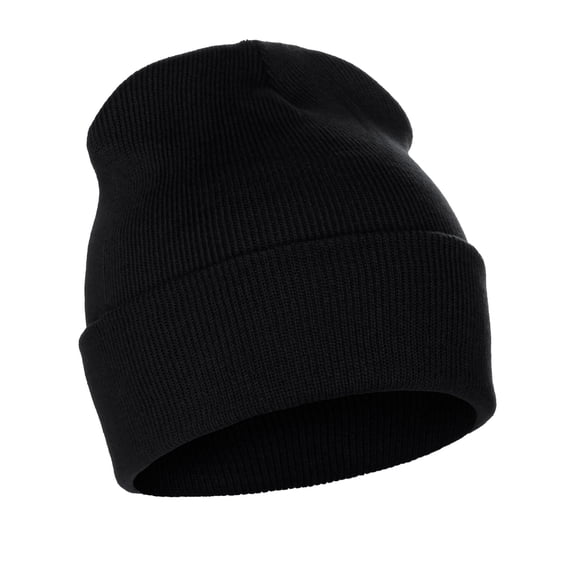 Classic Plain Cuffed Beanie Winter Knit Hat Skully Cap, Black