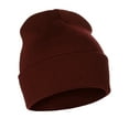 thumbnail image 1 of Classic Plain Cuffed Beanie Winter Knit Hat Skully Cap, Burgundy, 1 of 2