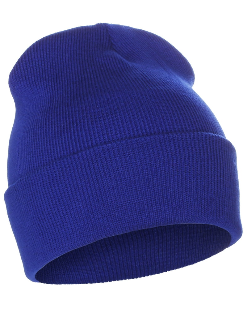 Classic Plain Cuffed Beanie Winter Knit Hat Skully Cap, Royal Blue