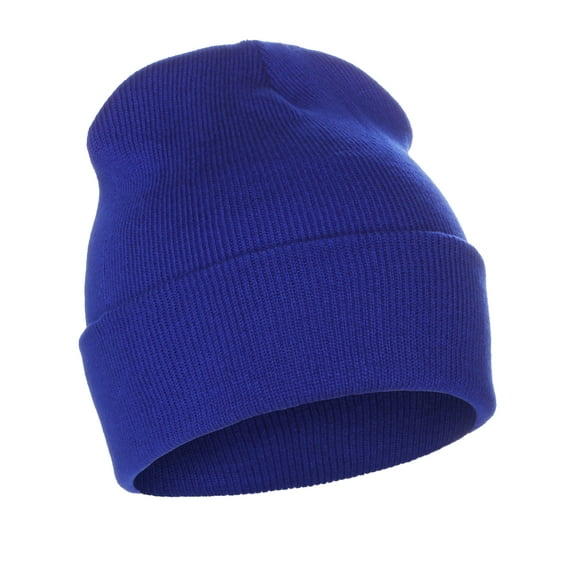 Classic Plain Cuffed Beanie Winter Knit Hat Skully Cap, Royal Blue