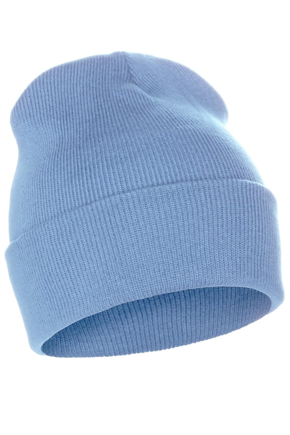 Classic Plain Cuffed Beanie Winter Knit Hat Skully Cap, Sky Blue