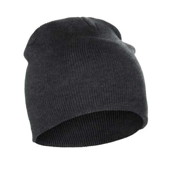 Classic Plain Cuffless Beanie Winter Knit Hat Skully Cap, Charcoal