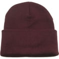 thumbnail image 1 of Classic Plain Long Cuff Mens Beanie Sock Cap [Burgundy], 1 of 2