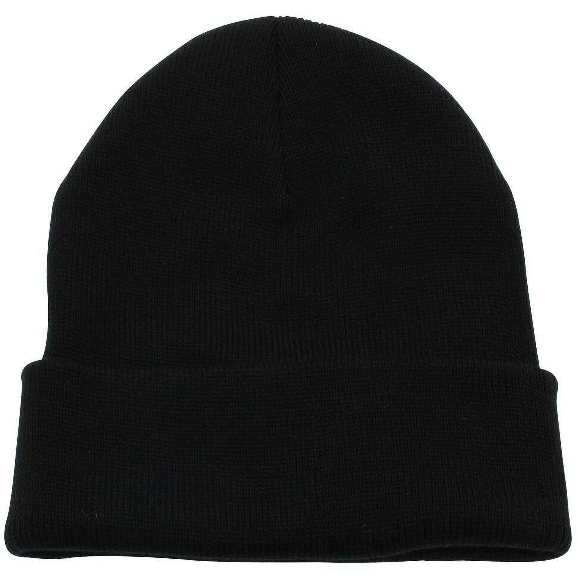 Classic Plain Long Cuff Mens Knit Beanie Sock Cap Black New with box