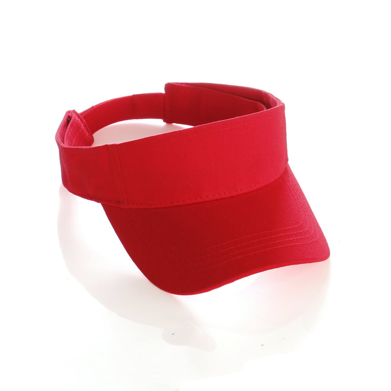 Classic Plain Unisex Sport Sun Visor Once Size Adjustable Tapeback Cap,  Adult Men Women, Red 
