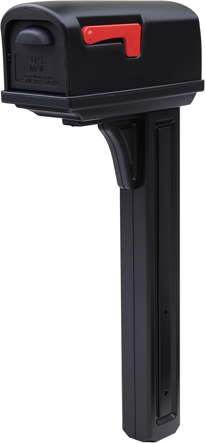 Classic Black Double-Walled Plastic Mailbox and Post Combo