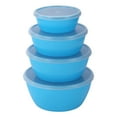 thumbnail image 1 of Classic Plastic Mixing Bowls with Lids Set of 4, Stackable Airtight Salad & Meal Prep Containers, Microwave & Dishwasher Safe, Blue, 1 of 6