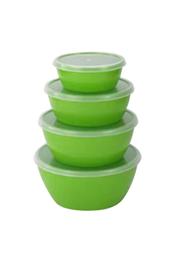 Classic Plastic Prep Bowls with Lids, Set of 4, Microwave and Dishwasher Safe Airtight, Stackable, Nested, Multiple Sizes, Easy to Clean Plastic Food Storage Containers