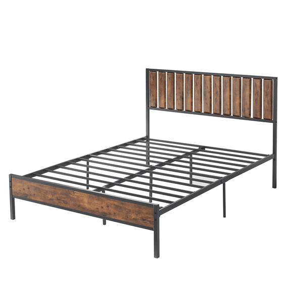 Classic Platform Bed Frame, Bed Frame with Wooden Headboard and Footboard, Heavy Duty Platform Mattress Foundation with Under Storage, All-Metal Support System Bed Frame, No Box Spring Needed
