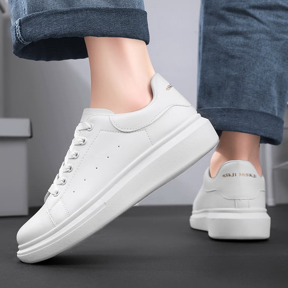 Classic Platform Leather White Casual Skate Sneakers