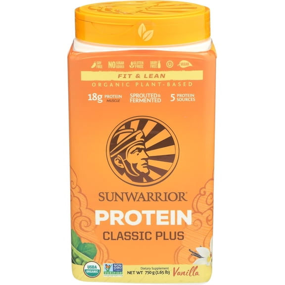 Sunwarrior Classic Plus Protein Vanilla Organic Vegan Protein Powder with BCAA 750g