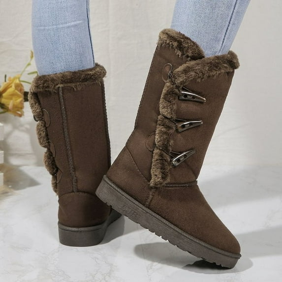 Classic Plush Snow Boots and Calf Women's Boots Wool Women's Boots Warm Winter Shoes 2024 Winter New Women's Shoes D84 (Brown,37)