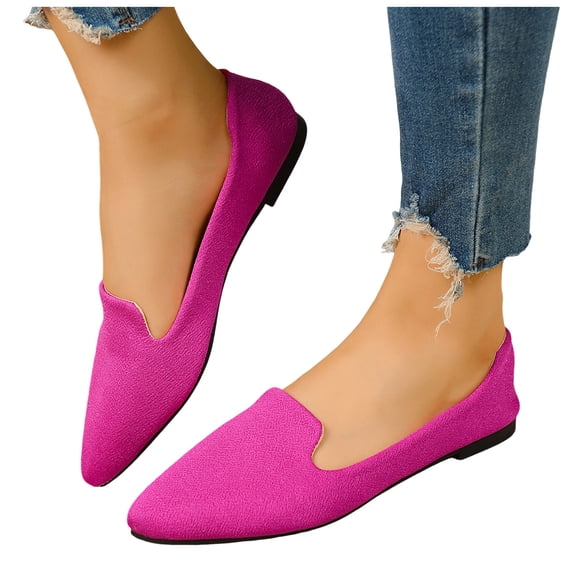 Classic Pointed Toe Ballet Flats for Women Lightweight Slip On Loafers Comfortable Walking Canvas Dressy Shoes