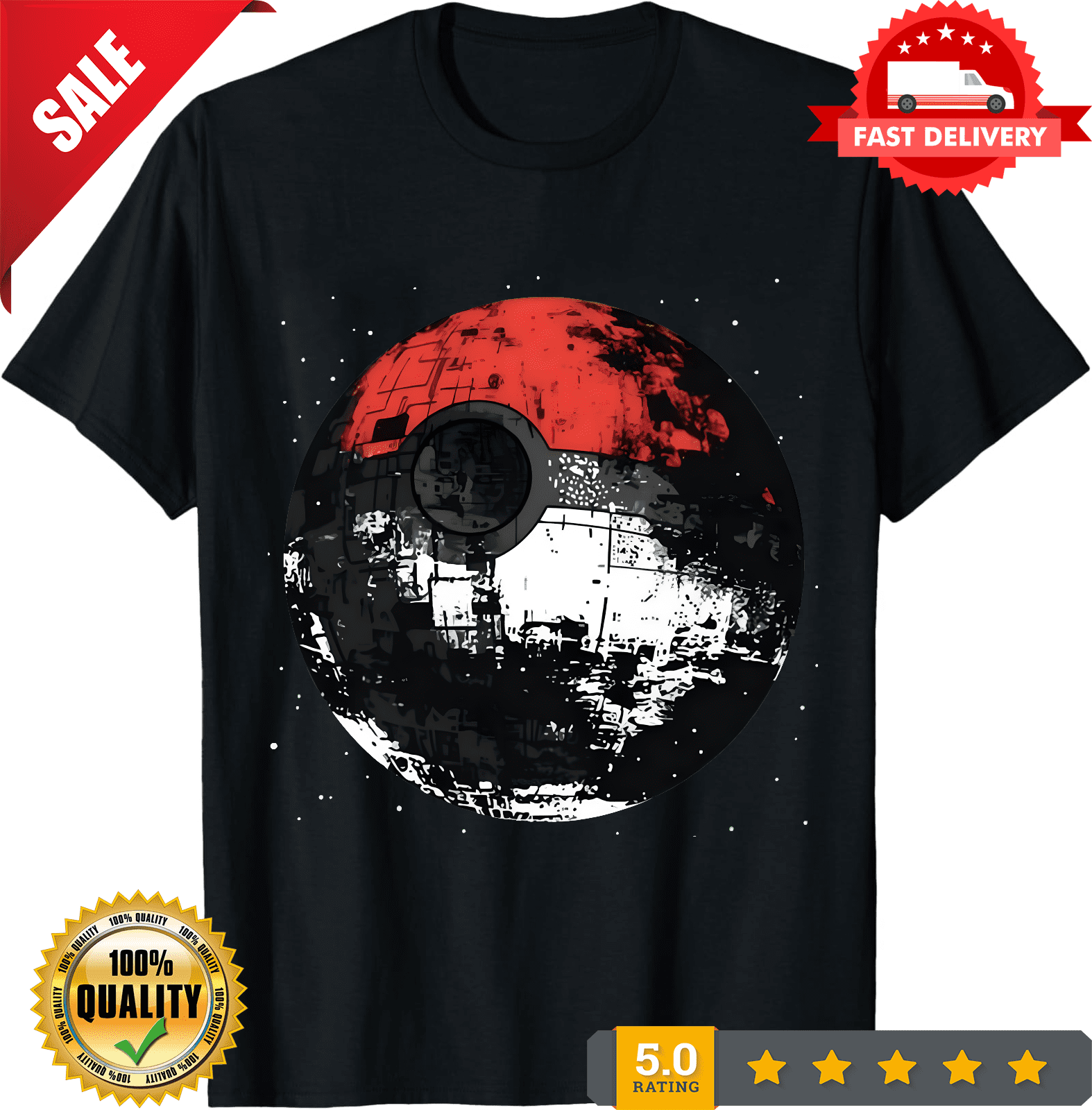 Classic Pokeball Gaming Death Star Game Funny T Shirt Tee Gift New ...