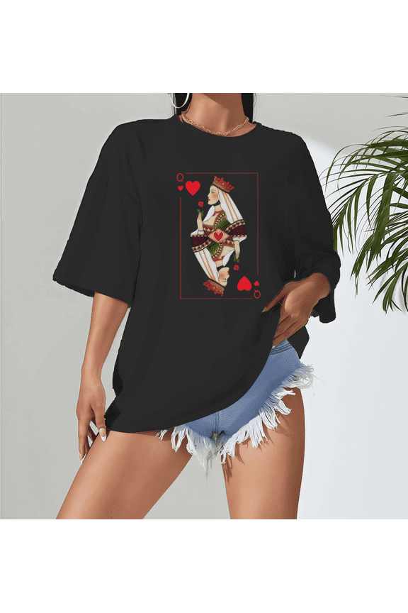 Classic Poker Graphic Tee Shirt Vintage Card Design Tops Cotton Short Sleeve Round Neck Black S-5XL