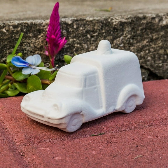 Classic Police Transport Truck 3" IN STOCK Ceramic Bisque Ready To Paint Pottery