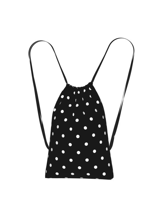 Classic Polka Dot Pattern Art Packable Drawstring Backpack, Lightweight Foldable Cinch Storage Bag for Gym Travel Shopping