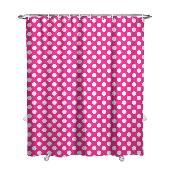 Classic Polka Dot Shower Curtain, Waterproof Fabric Bathroom Curtain with Plastic Hooks, Machine Washable Minimalist Dots Pattern, Retro Geometric Dot Design for Elegant Decor