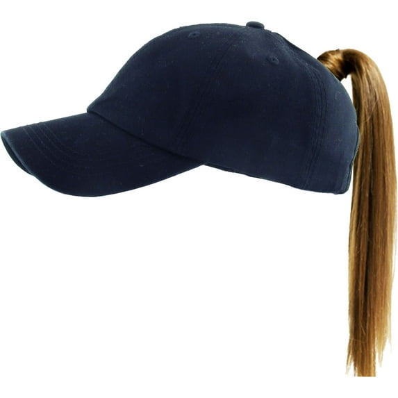 Classic Ponytail Messy High Bun Adjustable Washed Cotton Baseball Cap