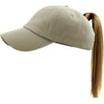 thumbnail image 1 of Classic Ponytail Messy High Bun Adjustable Washed Cotton Baseball Cap, 1 of 7
