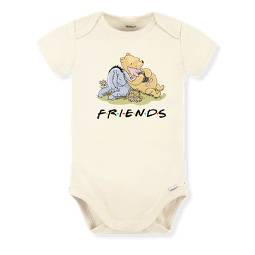 Classic Pooh And Friends Cute Baby Bodysuit Shirt Premium Custom Baby Clothes Unisex Gift for Mom Newborn 0-3m Natural