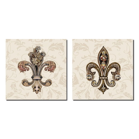Classic Popular Intricate Fleur De Lis Poster Set; Two12x12in Prints