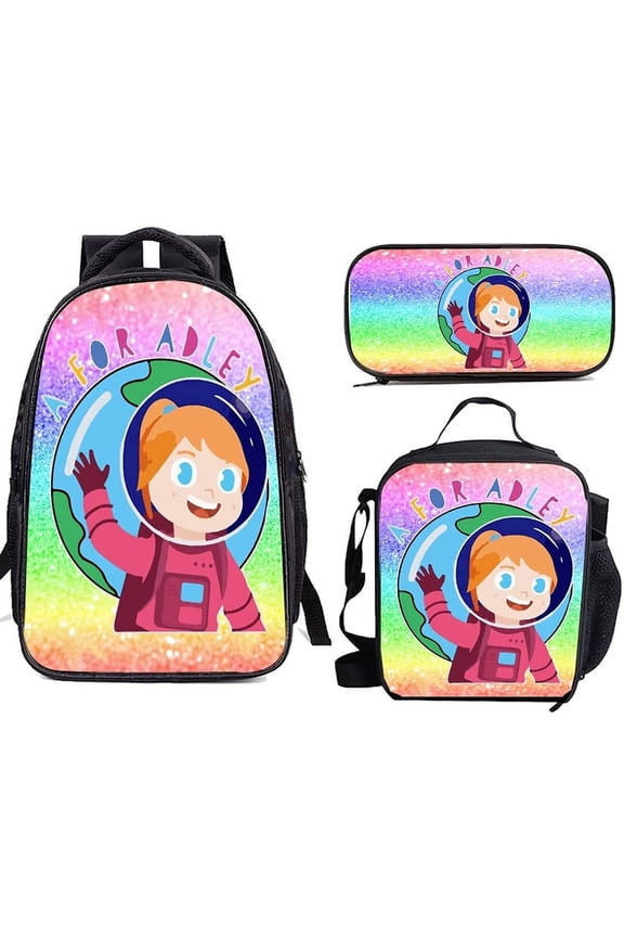 Classic Popular New AFOR ADLEY 3D Print 3pcs/Set Bags Laptop Daypack Backpack Lunch bag Pencil Case