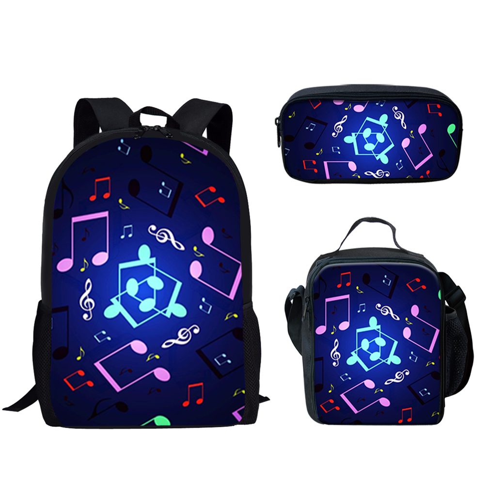 Classic Popular New Music Notes 3D Print 3pcs/Set Student Bags Laptop ...