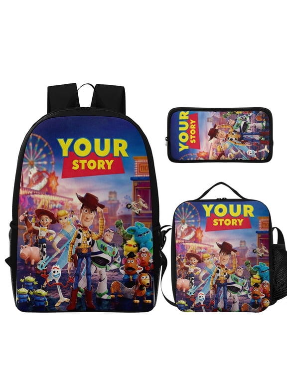 Classic Popular New T-oy Story 3D Print 3pcs/Set Bags Laptop Daypack Backpack Lunch bag Pencil Case