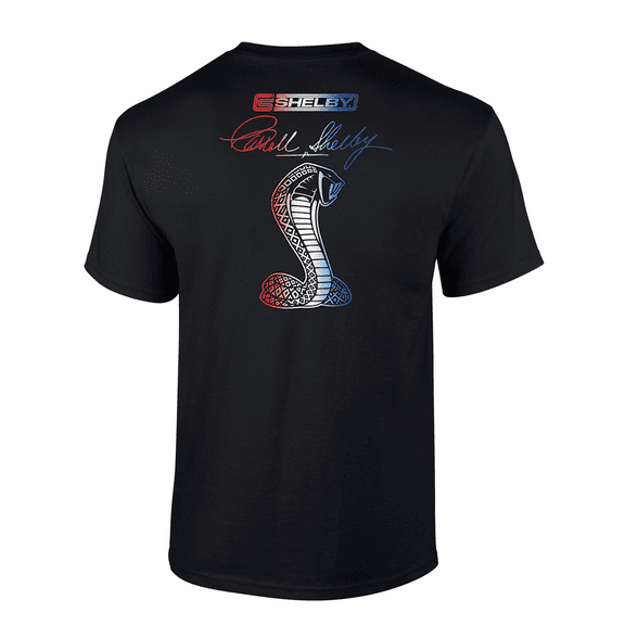 Classic Power and Timeless Elegance: Shelby Cobra Snake Signature Automotive Short Sleeve Adult Graphic T-Shirt-Black-4xl
