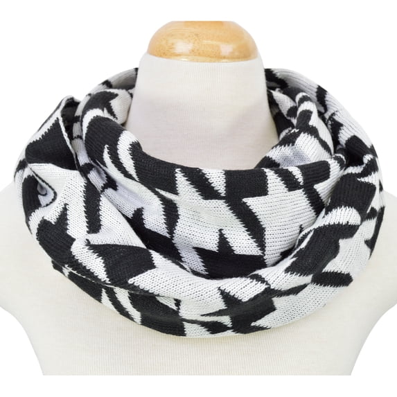 Classic Premium Houndstooth Knit Infinity Loop Circle Scarf