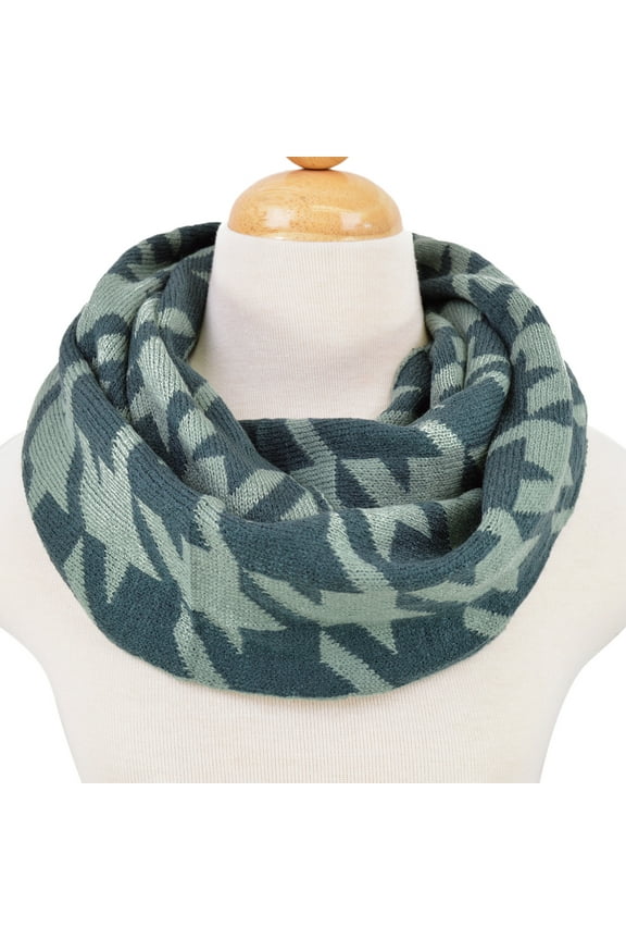 Classic Premium Houndstooth Knit Infinity Loop Circle Scarf