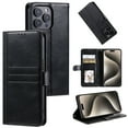 thumbnail image 1 of Classic Premium PU Leather Flip Case for iPhone 12/12 Pro, Wallet Case with Card Slots & Cash Pocket Kickstand Wrist Strap Full Body Protection Folio Case Cover for iPhone 12/12 Pro, Black, 1 of 8