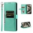 thumbnail image 1 of Classic Premium PU Leather Flip Case for iPhone 17 Pro, Wallet Case with Card Slots & Cash Pocket Kickstand Wrist Strap Full Body Protection Folio Case Cover for iPhone 17 Pro, Green, 1 of 5