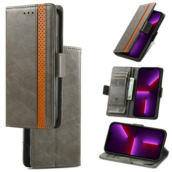 Classic Premium PU Leather Wallet Case for Motorola Moto G Play 4G 2024, Magnetic Closure Kickstand Card Slots Full Body Protection Flip Phone Cover for Motorola Moto G Play 4G 2024, Gray