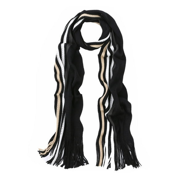 Classic Premium Unisex Striped Winter Knit Fringe Scarf