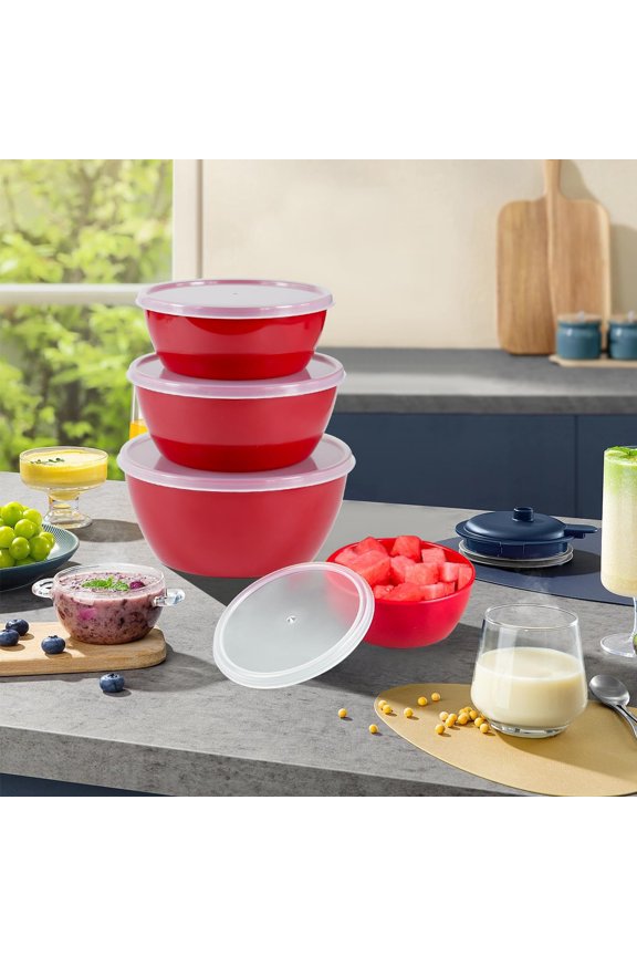 Classic Prep Bowls With Lids Set Of 4 Microwave And Dishwasher Food Storage Containers For Kitchen 4PCS