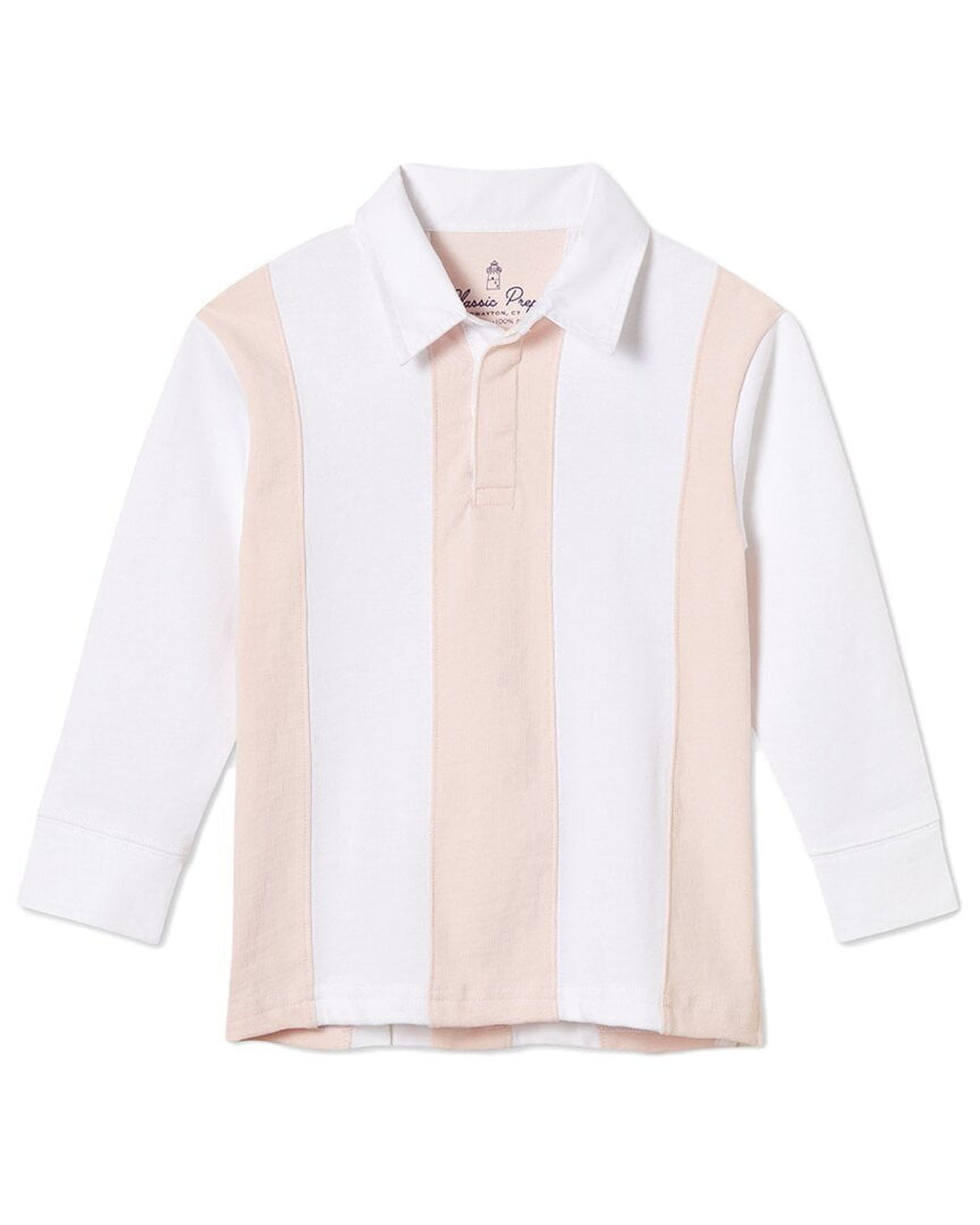 Classic Prep girls Rowan Vertical Stripe Rugby Tio, 7, Pink