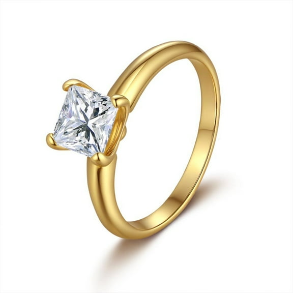 Classic Princess Cut Moissanite Ring for Women D Color VVS1 Clarity Diamond Wedding Rings 925 Sterling Silver Gold Solitaire Engagement Ring Size 5-9 ﻿