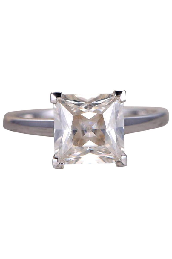 Classic Princess Cut Solitaire 1 Ct Moissanite Engagement Ring With 18K Gold Plating