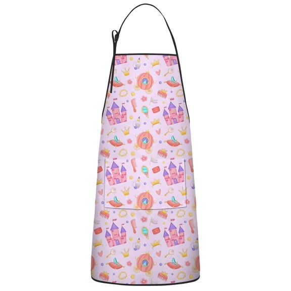 Classic Princess Pattern Apron-Garden Aprons for Women with Pockets-Cotton Linen Waterproof Kitchen Cooking Gardening Aprons Adjustable for Kitchen,Cooking,BBQ and Salon 33x27 Inch