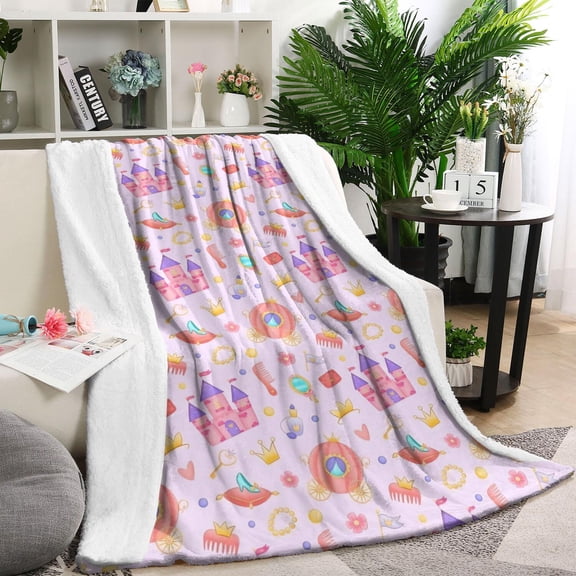 Classic Princess Pattern Blanket,Comfortable Soft Flannel Throw Blanket,All Season,Warm Lightweight Blankets for Sofa Bed Couch Living Room Chair,40"x50"