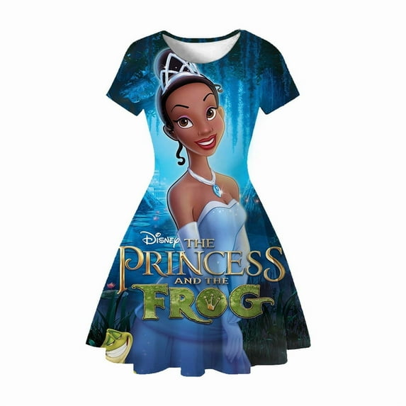 Classic Princess and The Frog Dress for Short Sleeve Cotton Tiana Dress Multi-Color Summer Outfits