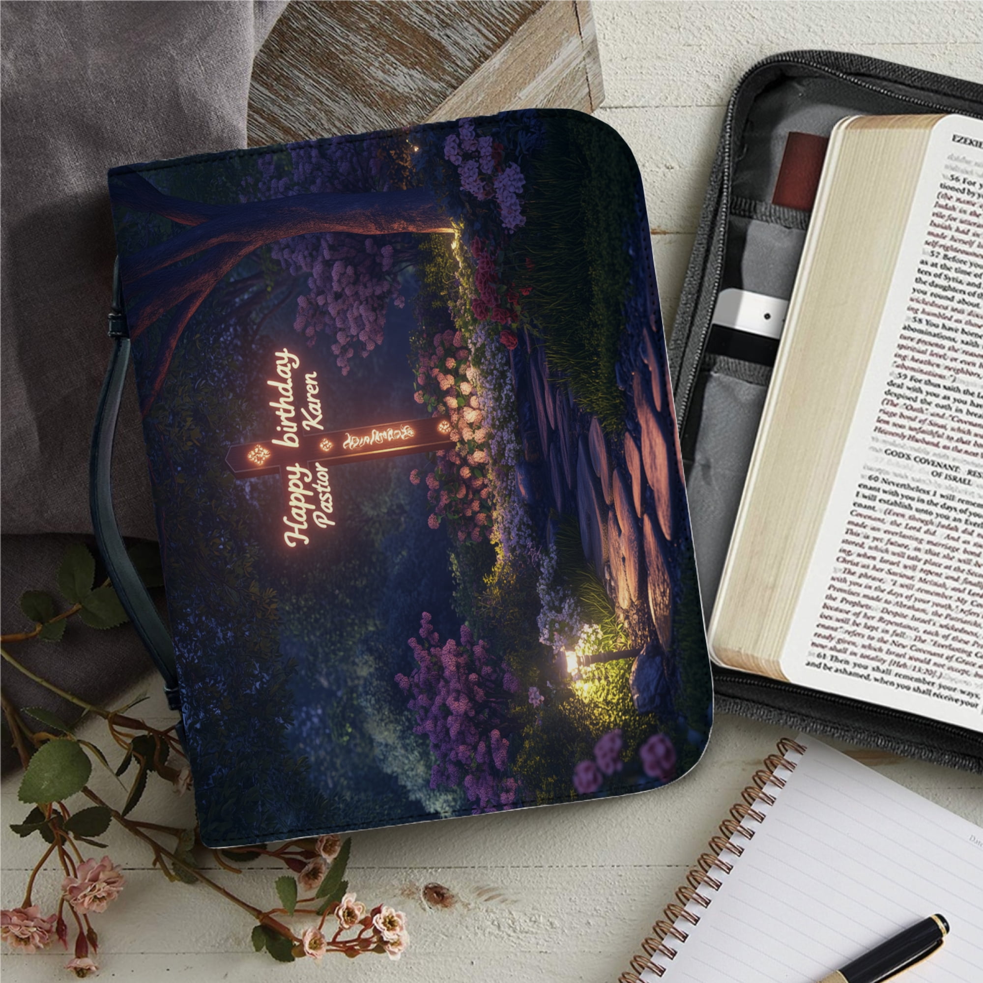 Classic Print Bible Bag for Women Zipper Handle Handbags Bible Leather ...