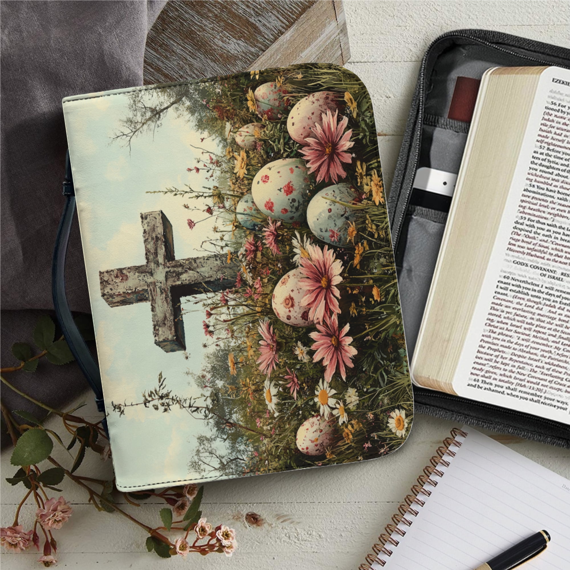 Classic Print Bible Bag for Women Zipper Handle Handbags Bible Leather ...