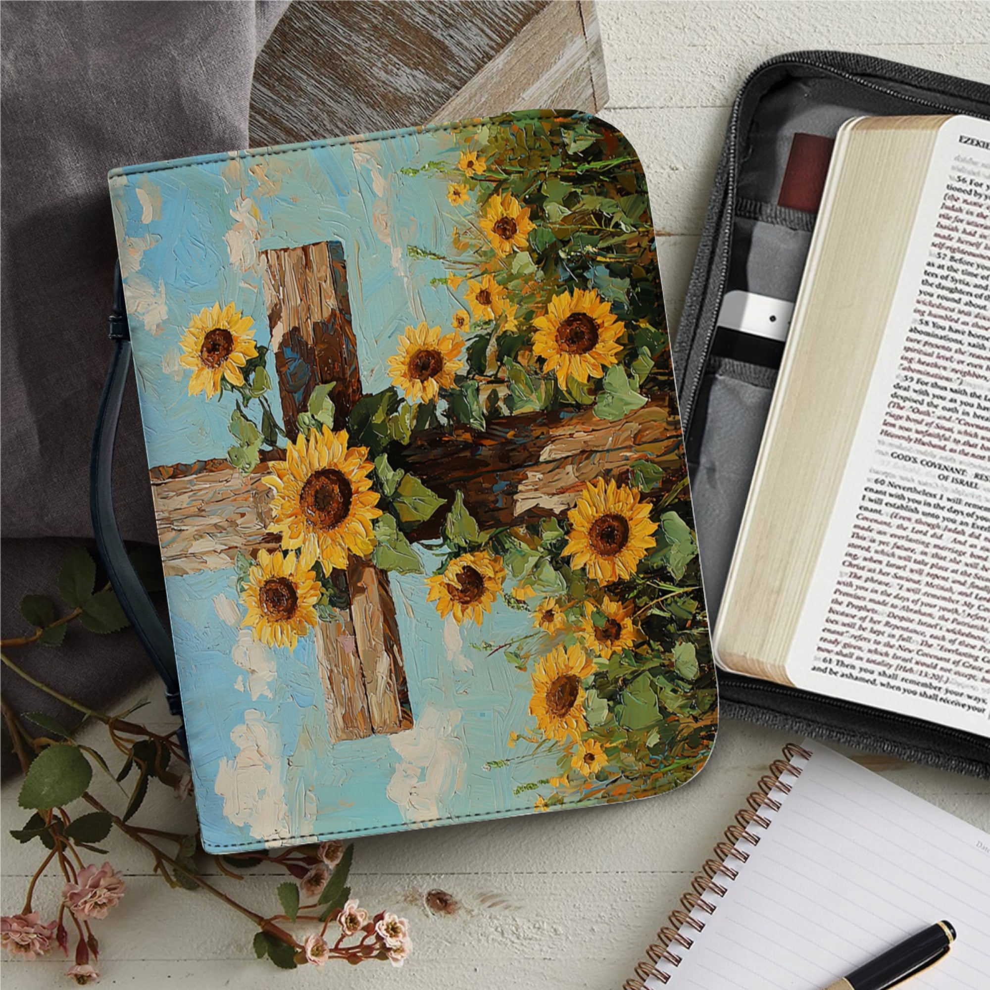 Classic Print Bible Bag for Women Zipper Handle Handbags Bible Leather ...