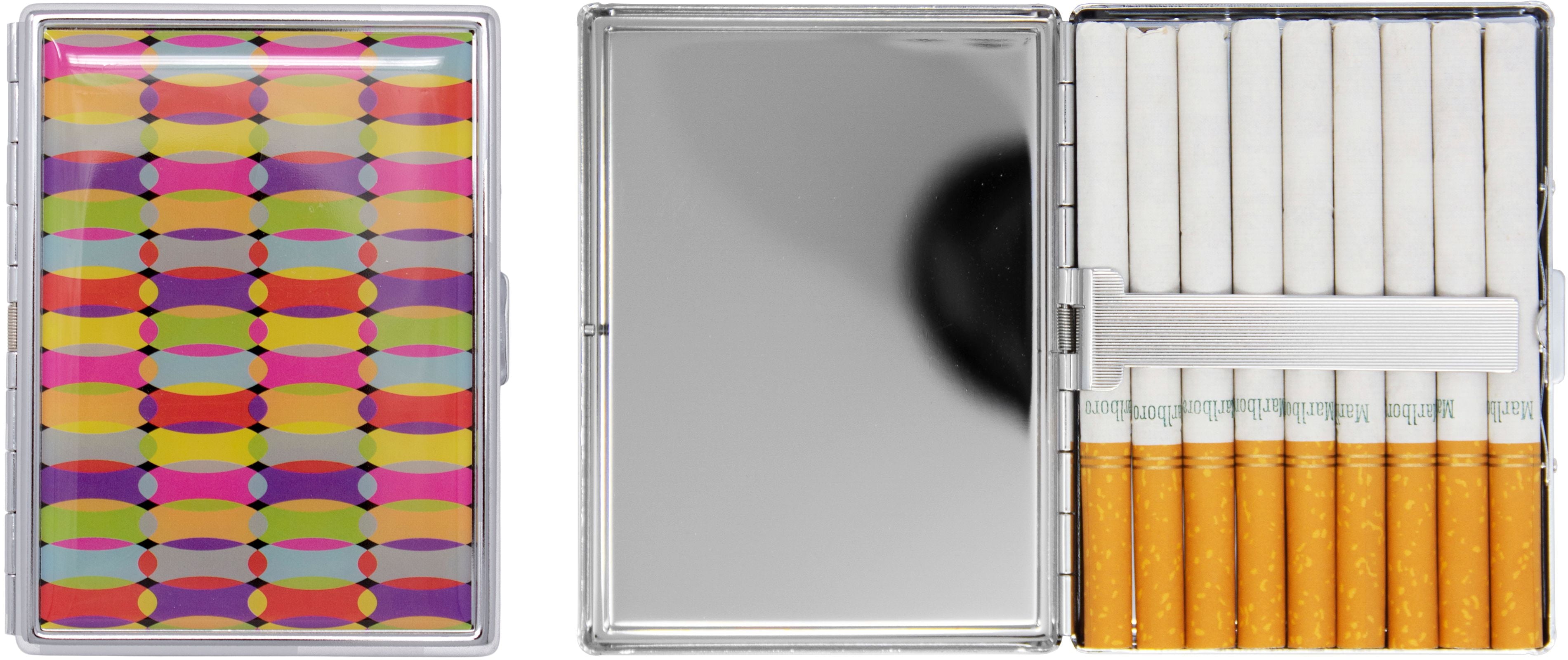 cigarette case 100s size 2 Pack 100mm 100's King Size(Black + 100mm, Black + Silver Set of 2 Metal-Plated 100s