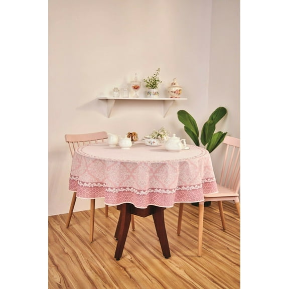 Classic Printed Fabric Rectangle Tablecloth. It illustrates Small Geometric Design and arabesques.